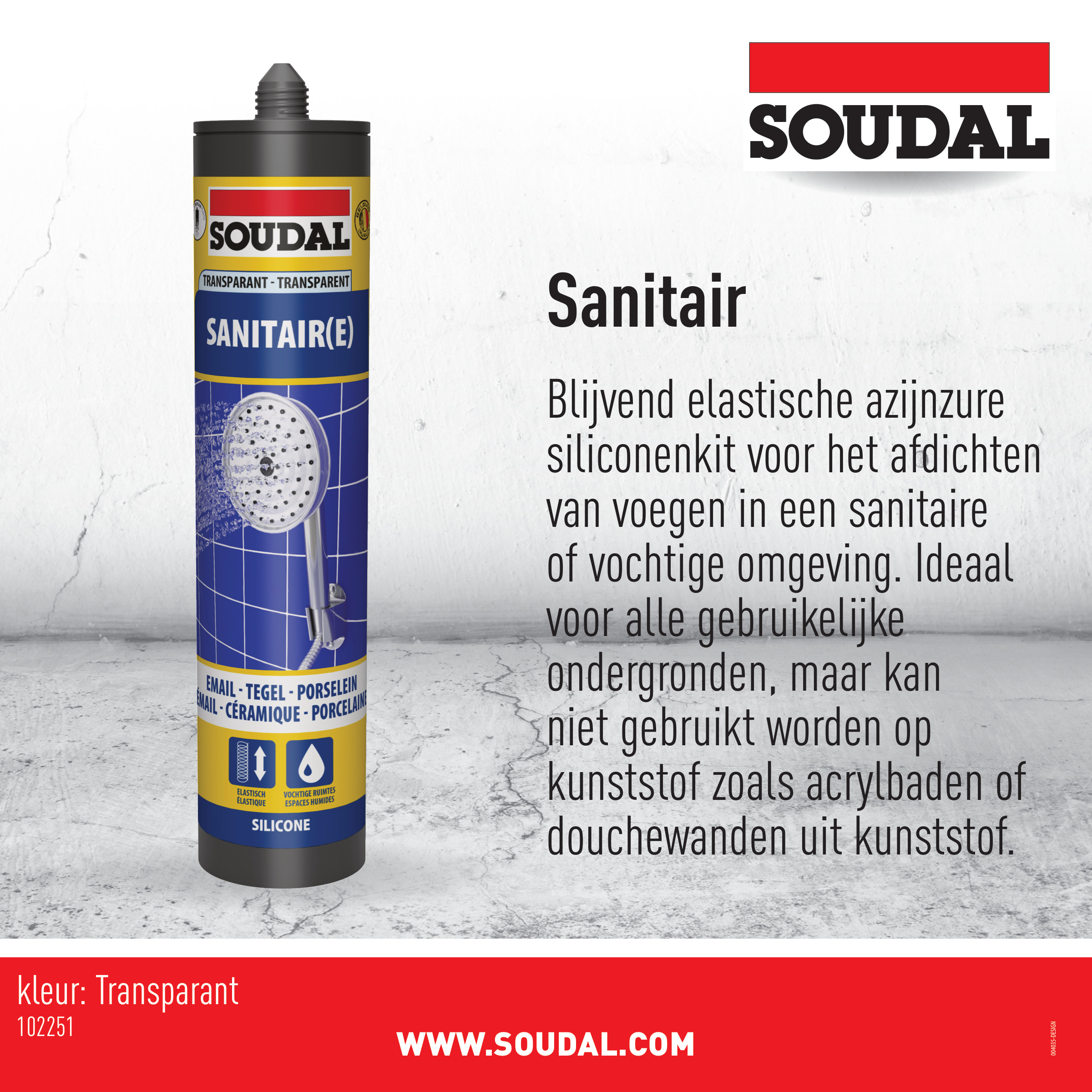 Soudal Sanitair Silicone Transparant 2