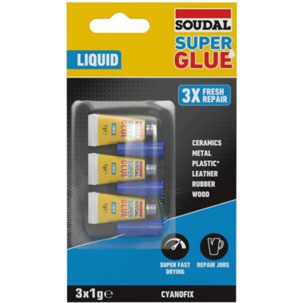 Soudal Super Glue Liquid 3×1g