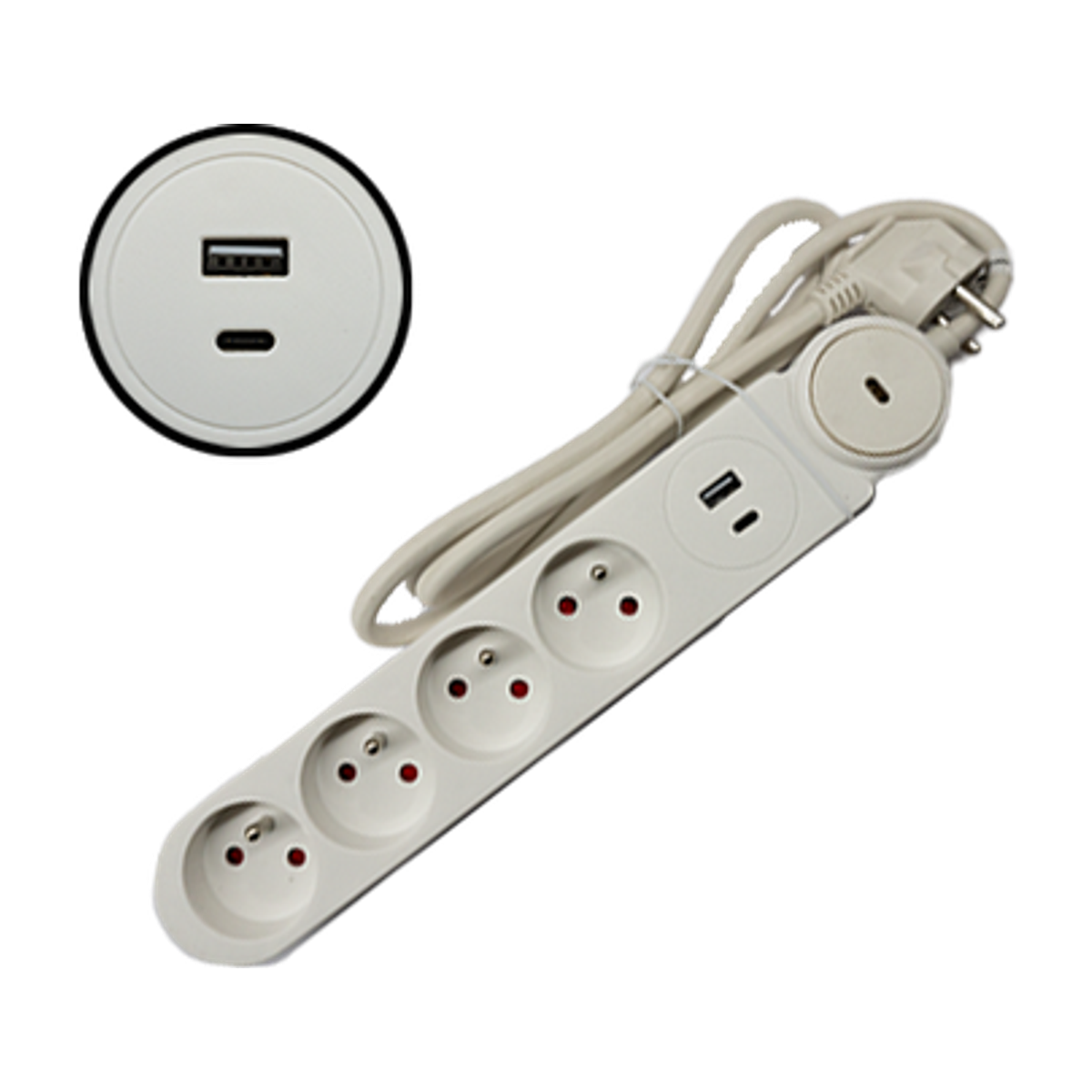 Stekkerblok 4x16a +Usb+ Usb C 1.5 m