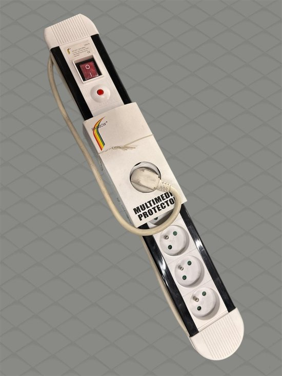 Stekkerblok+kabel 1,5m+switch 6x16a/230v White/black