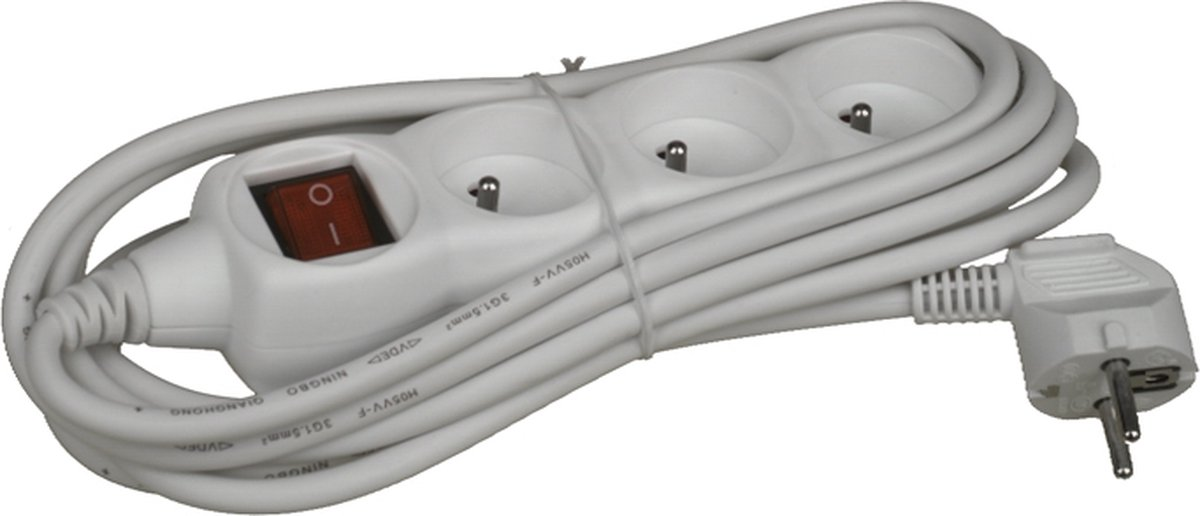 Stekkerblok + Kabel 3 m + Switch 3x16a/250v 2