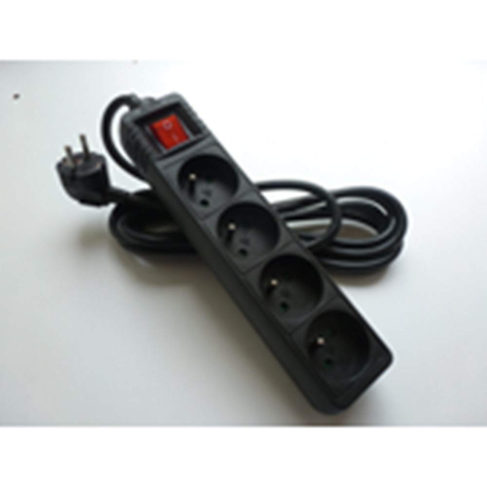 Stekkerblok+kabel 3 m + Switch 4x16a/230v Black
