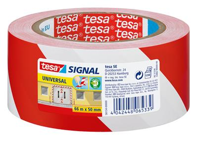 Tesa Rood/wit Afzet Tape 66mx50mm