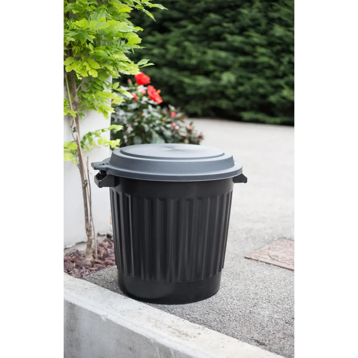 Vuilbak 80 l met Deksel Zwart 2