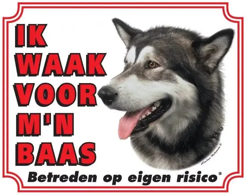 Waakbord Pvc Alaskan Malamute Wit Nl