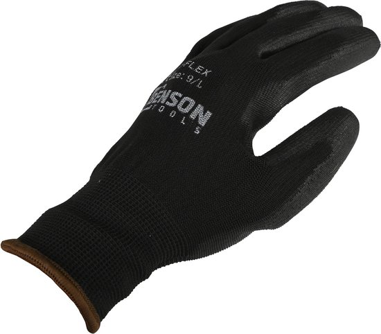 Werkhandschoenen Pu Zwart Nylon 3
