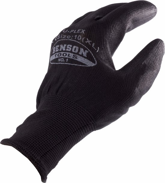 Werkhandschoenen Pu Zwart Nylon 4