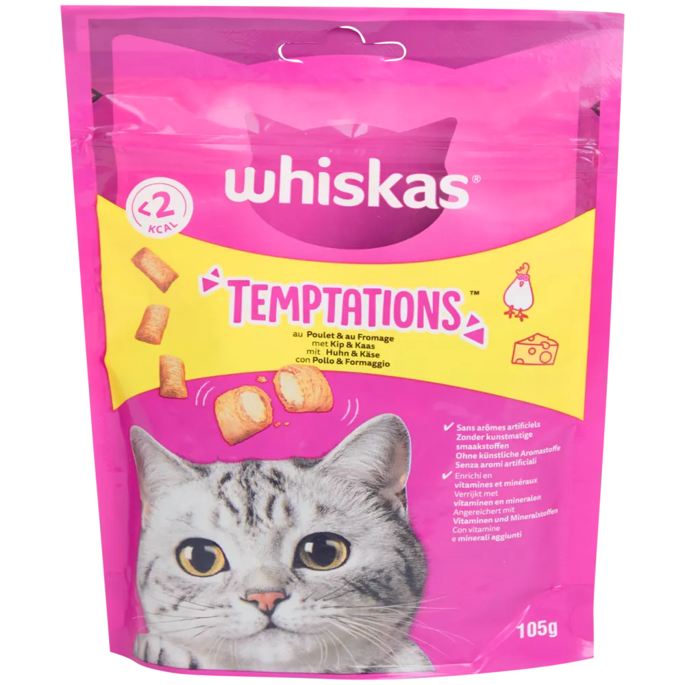 Whiskas Temptations Kip + Kaas 105 g