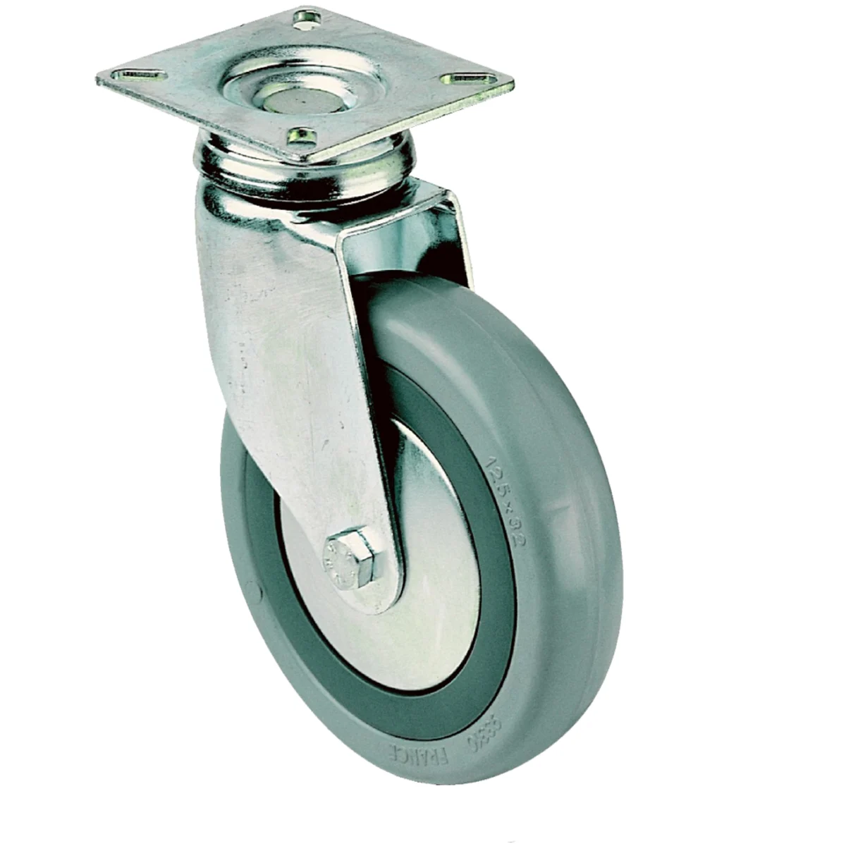 Zwenkwielen, Grijs Rubber 50 mm