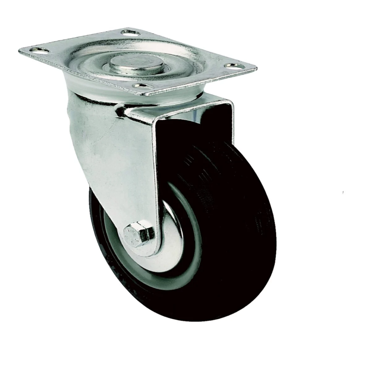 Zwenkwielen, Zwart Rubber 125 mm